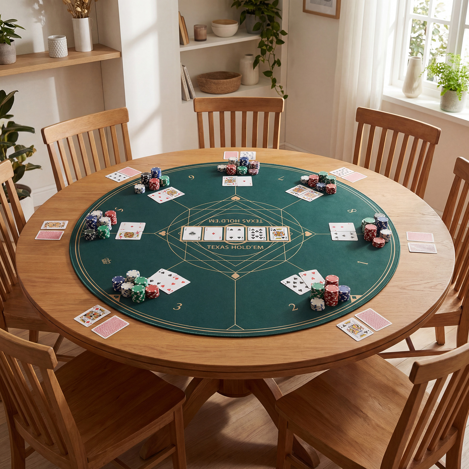 Ø100 cm Runde Pokermatte mit Tragetasche Faltbare Pokerauflage mit Rutschfester Gummibasis