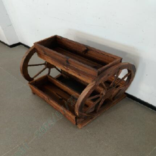 Rustikaler Holz-Wagen-Blumenkasten 2-stufiges Hochbeet mit 3 Pflanzkästen mit Drainagelöchern Karbonisiert