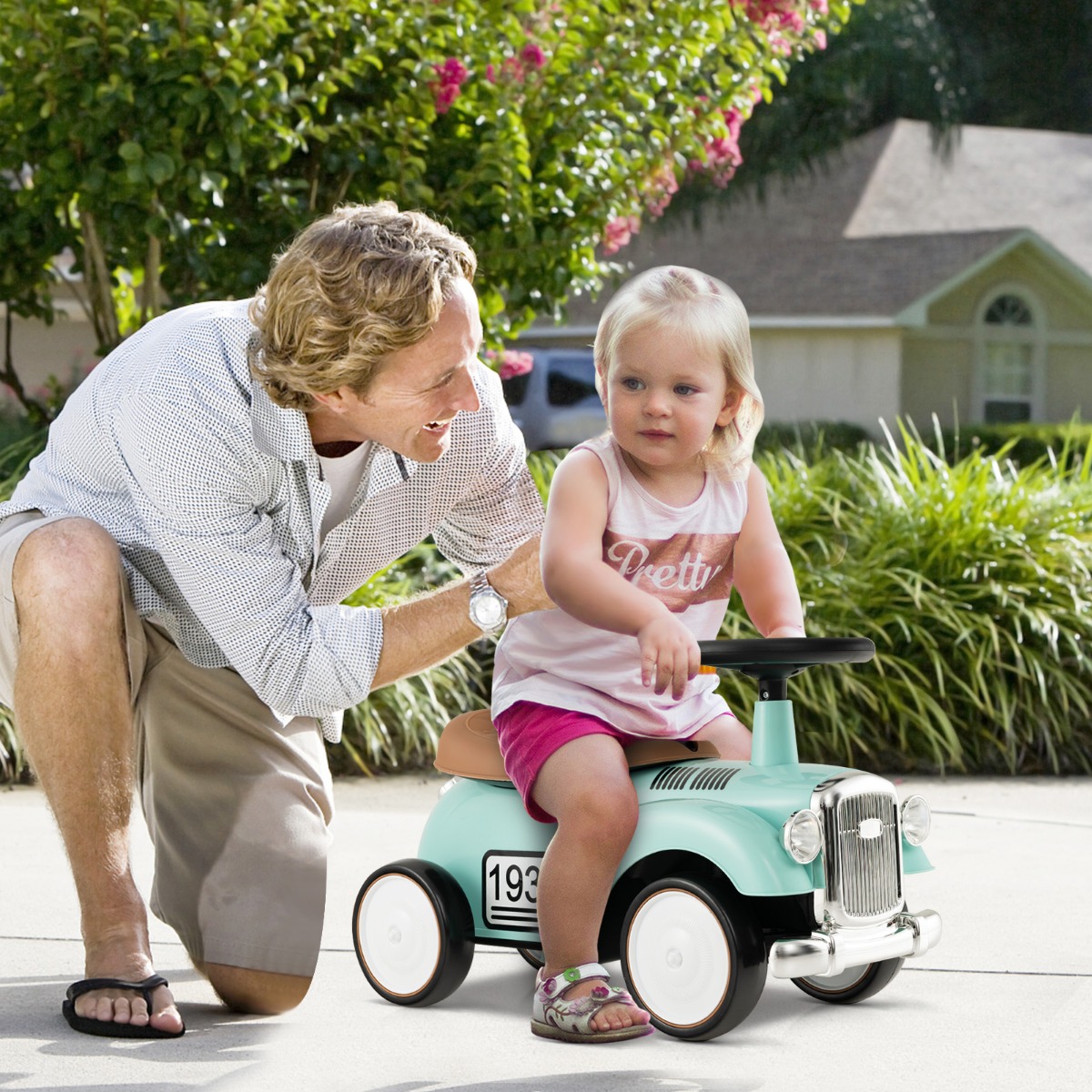 Rutschauto Rutscherfahrzeug mit Stauraum & Kippschutz Kinderfahrzeug mit Lenkrad 58 x 27 x 34 cm Grün