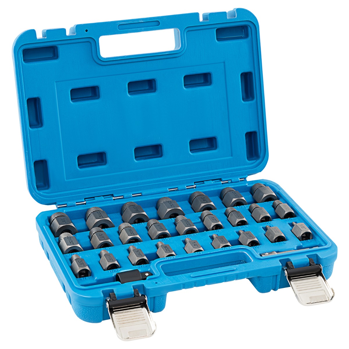 27-teiliges Schraubenausdreher Set mit Kasten Profi Linksausdreher Set Bolzenausdreher Set Blau
