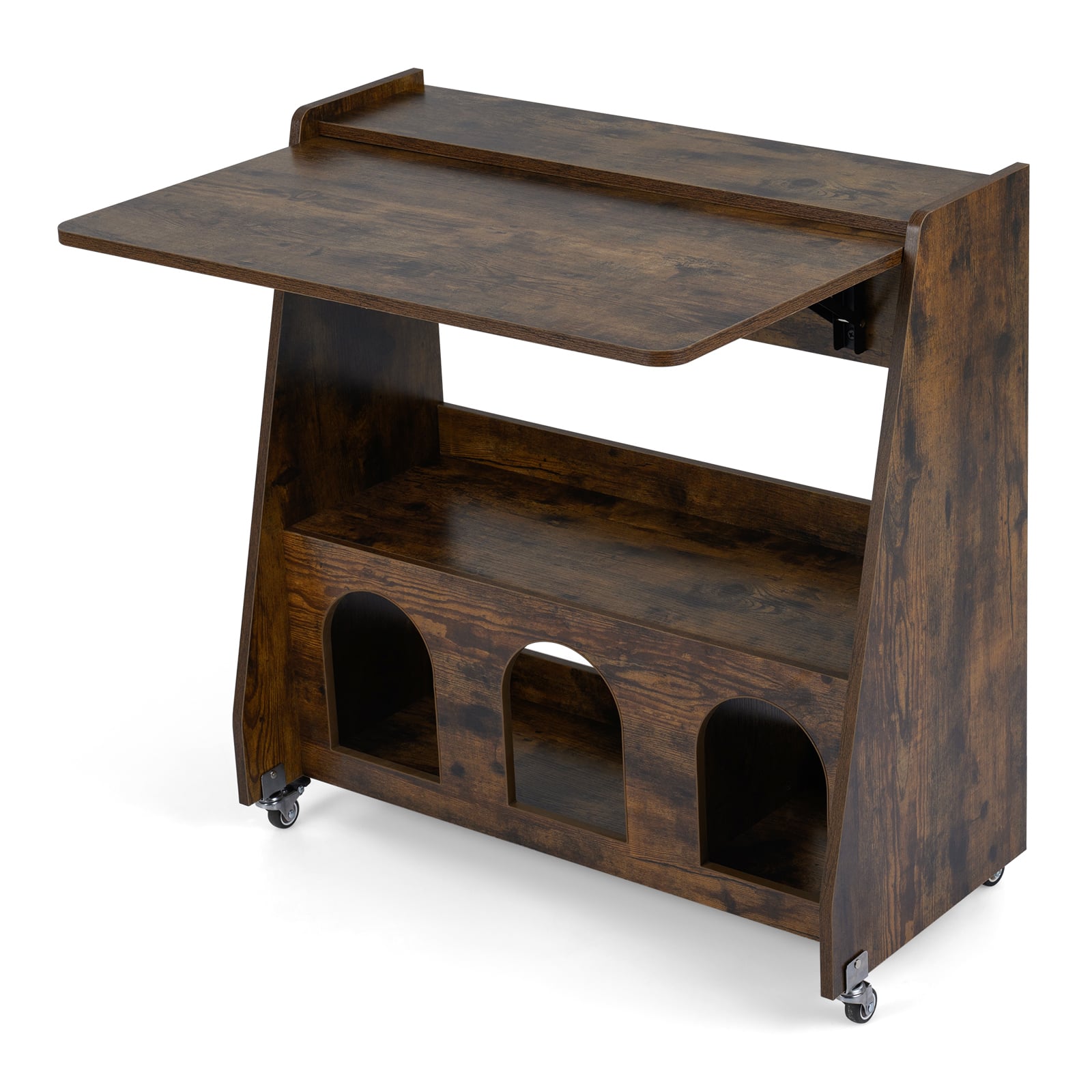 Schreibtisch Klappbar Mit Ablage Platzsparend Für Wohnzimmer Homeoffice Braun