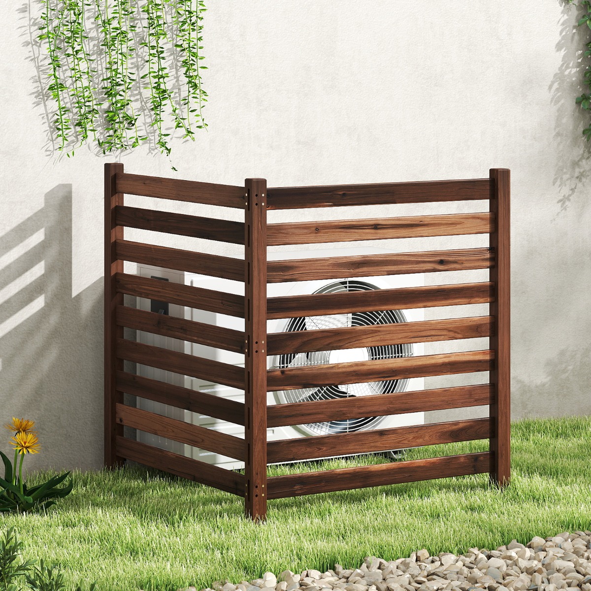 2-teiliger Gartenzaun mit Holzpfählen Sichtschutzzaun Dekorativer Steckzaun Braun