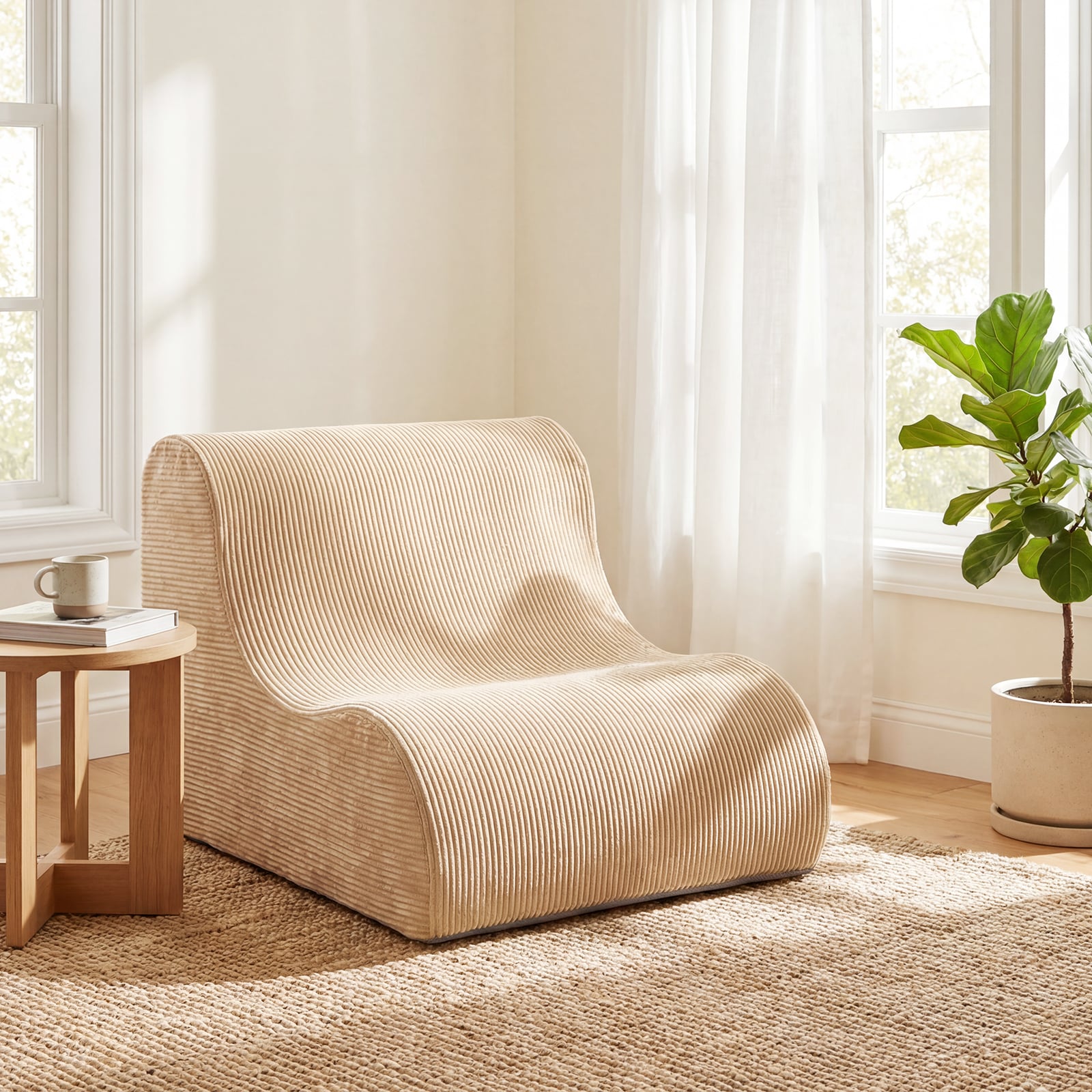 Sitzsack Sessel Geschwungenes Liegesofa Bequemer Sitzsackstuhl mit Bezug