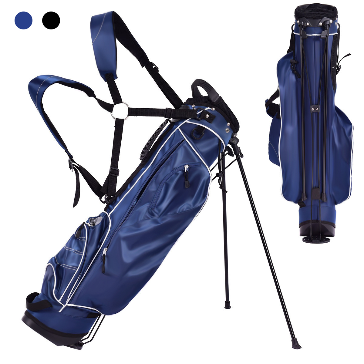 Golftasche 9 inch Golfbag Pencil Bag Profi-Reisebag Ständerbag mit Kopfteil und Tragegurt-blau