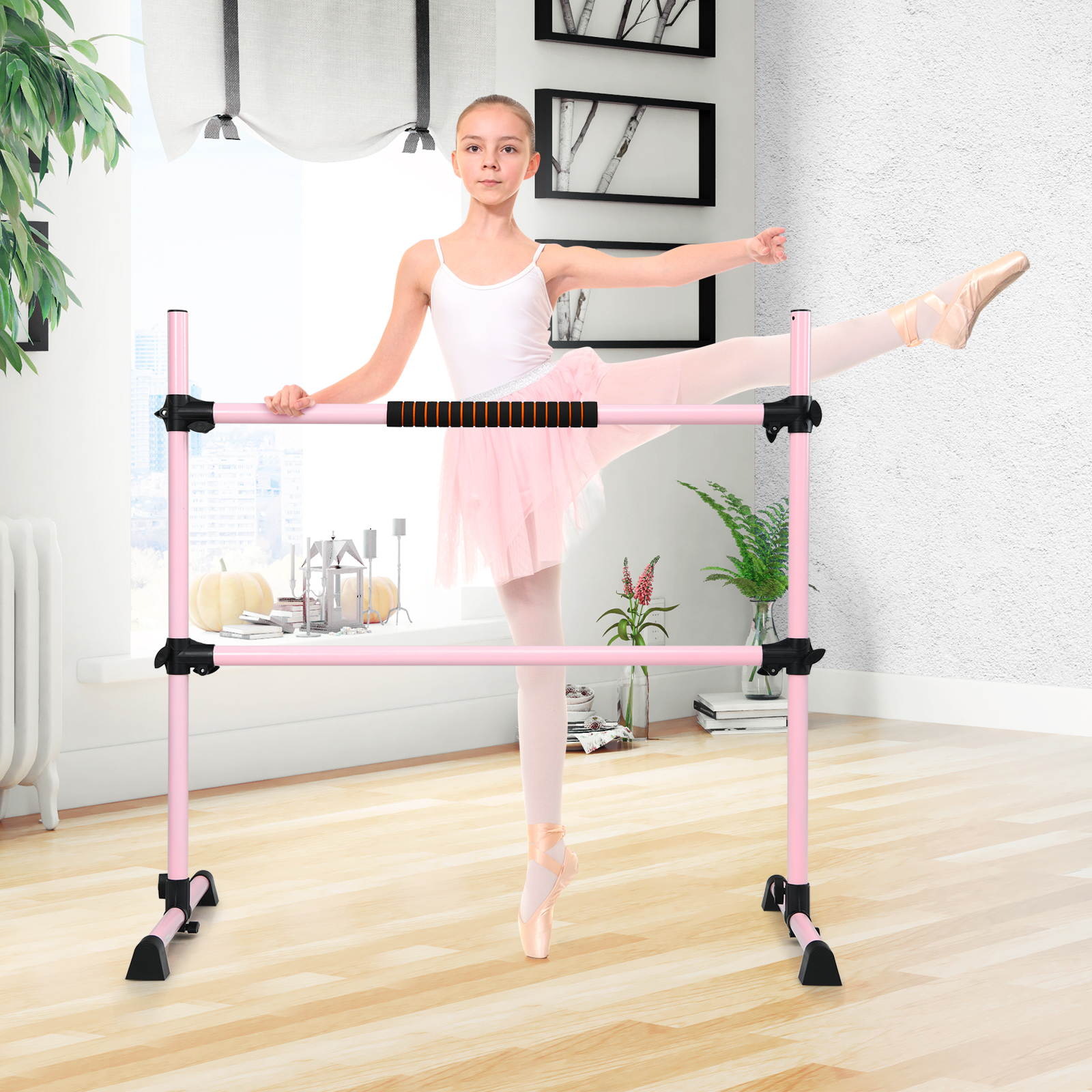 Ballet-Bar Ballettstange Ballett/Stretch Barre Höhenverstellbar Mobil Rosa 123 x 71 x 119CM 