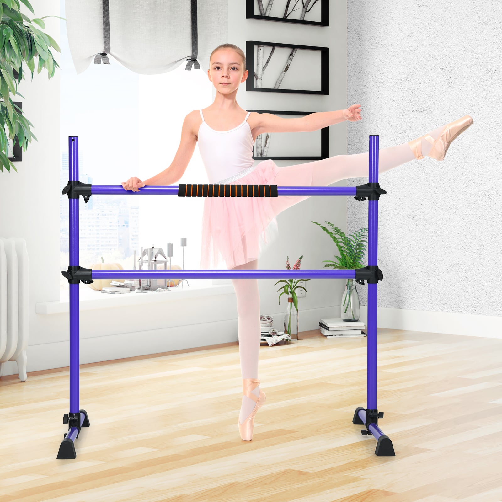 Ballet-Bar Ballettstange Ballett/Stretch Barre Höhenverstellbar Mobil Lila 124,5  x 71 x 120CM 