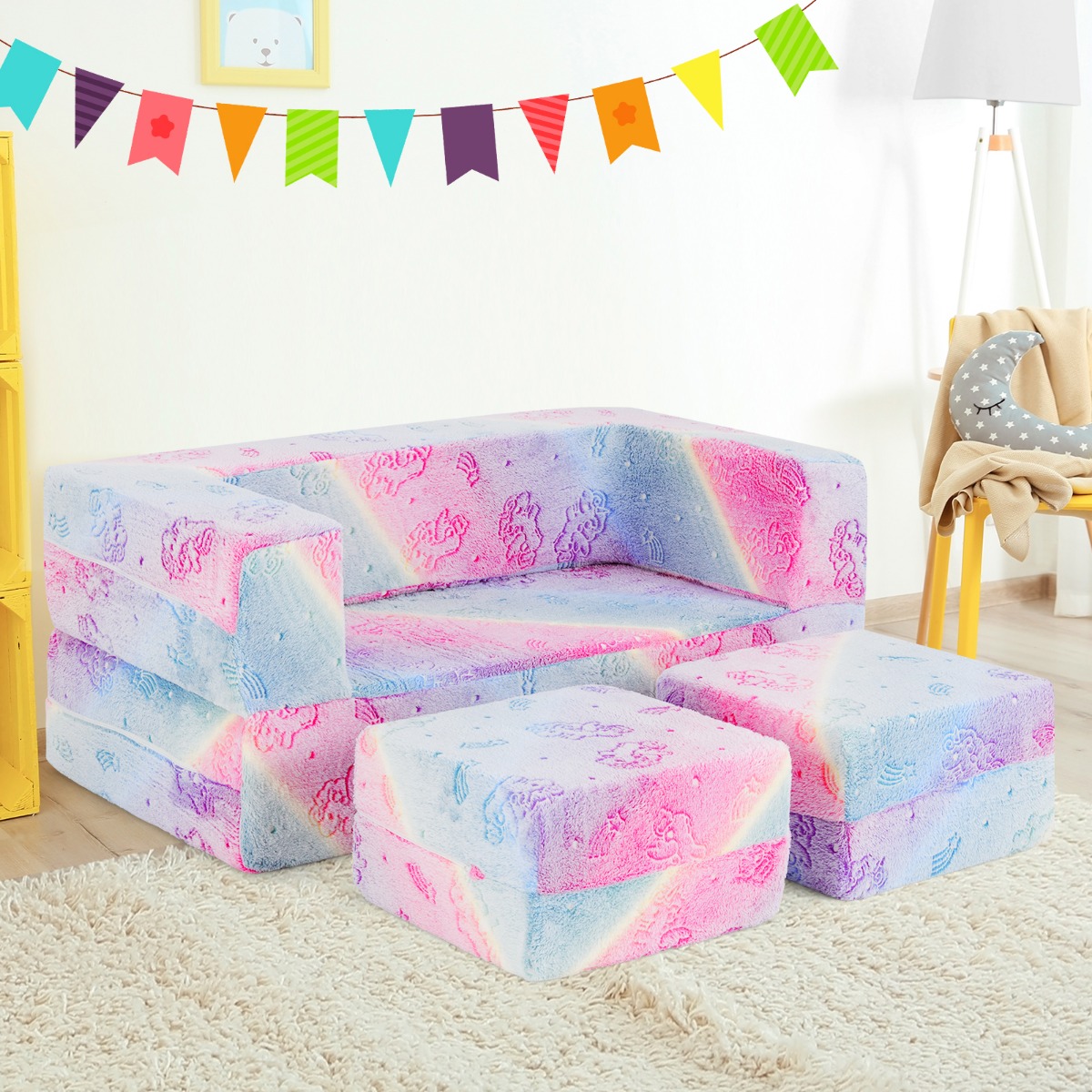 Modulares Kindersofa im Dunkeln leuchtendes Spielsofa Modulsofa Einhorn