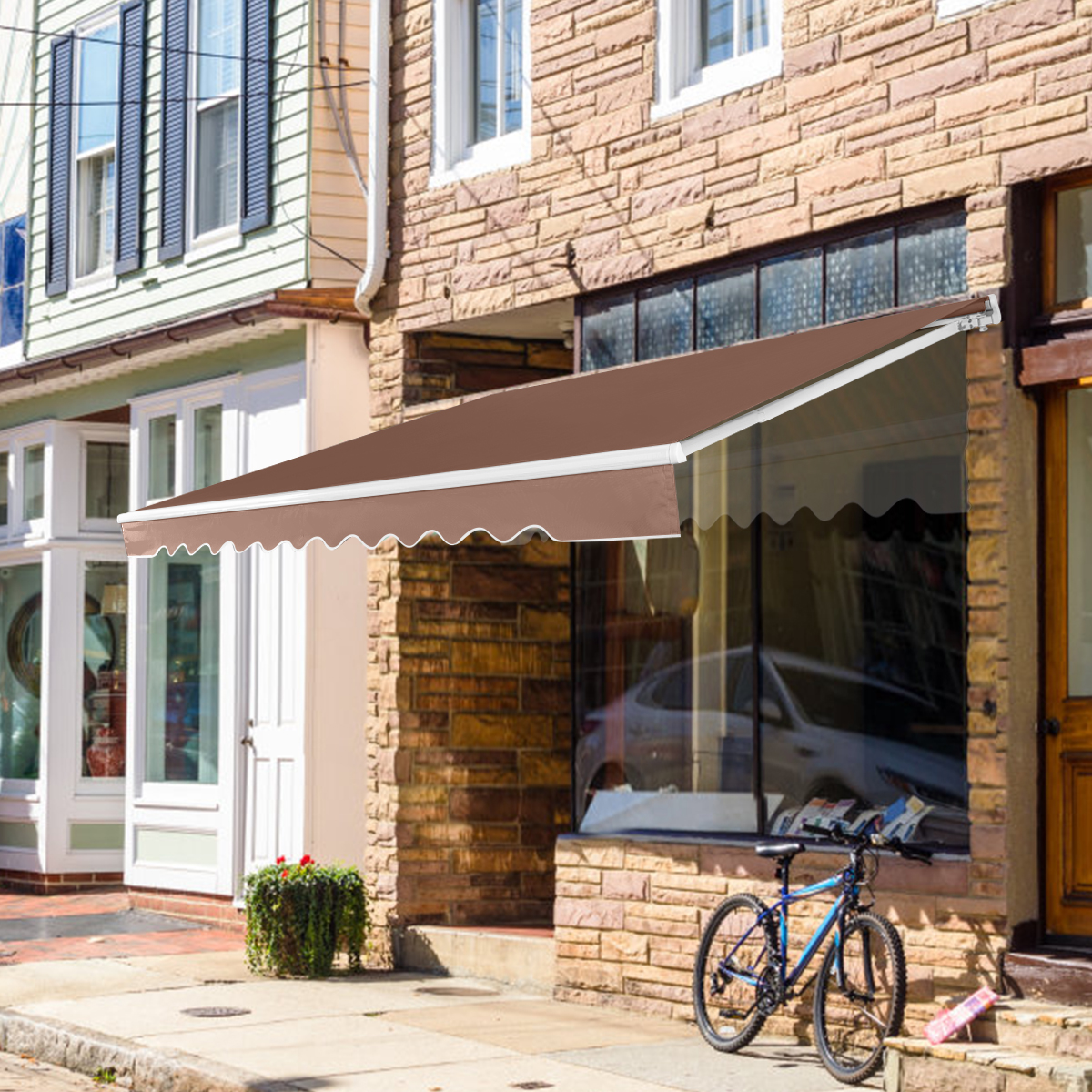 Markise mit Kurbel Gelenkarmmarkise Sonnenschutz Balkonmarkise Sonnenmarkise Braun