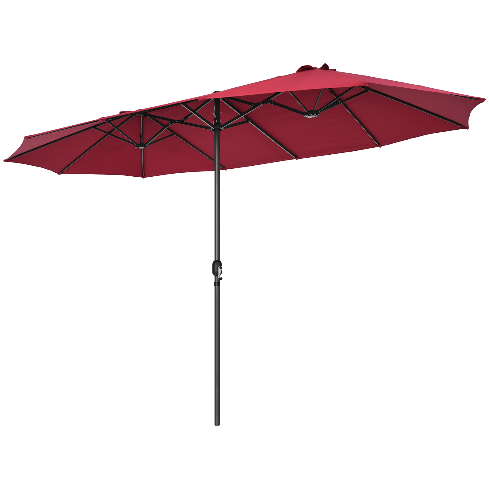 Ø480 cm Doppelsonnenschirm Marktschirm mit Kurbel & UV Schutz Gartenschirm Wein