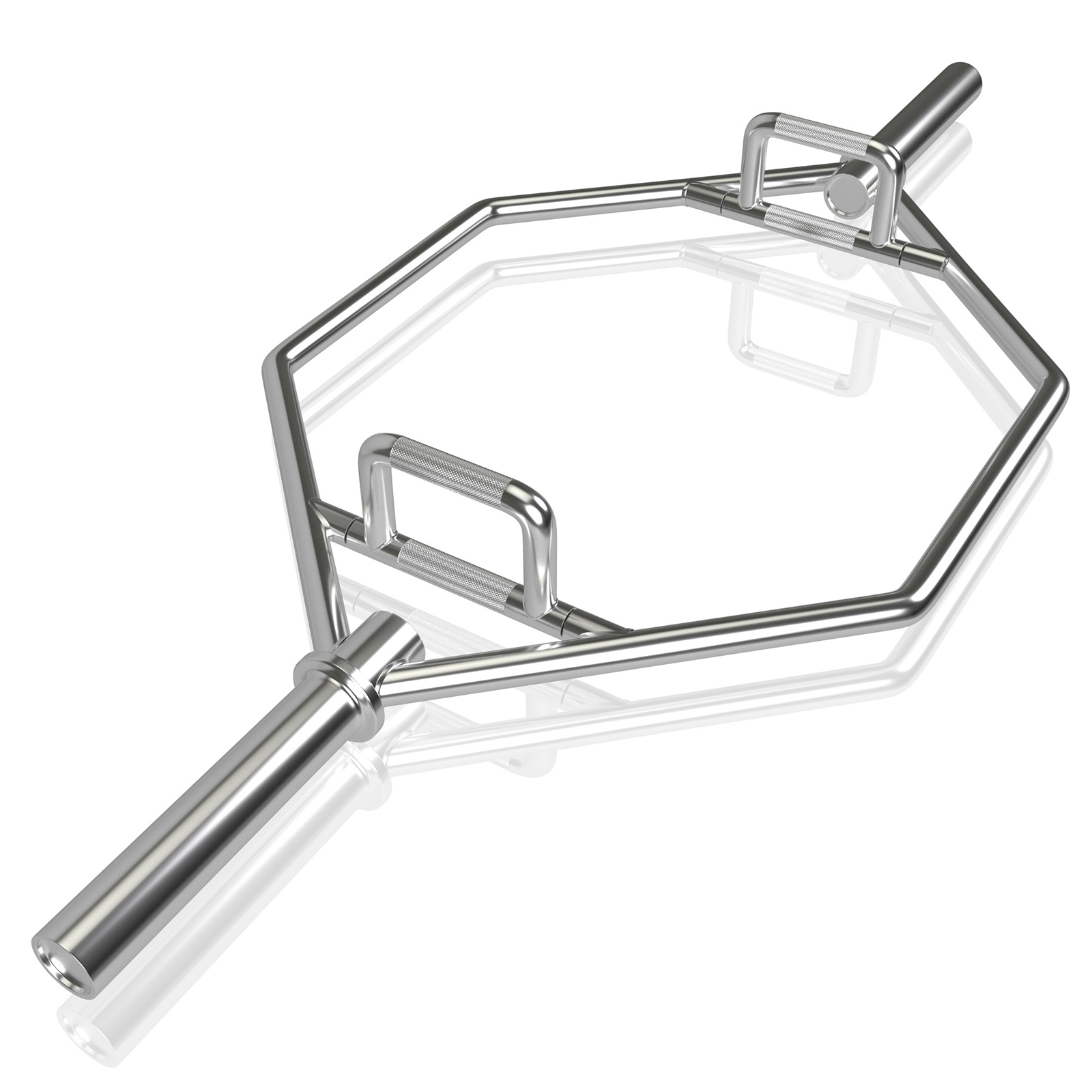 Trap Bar mit 2 Federverschlüsse & Klappbarem Griff Hantelstange Hex Bar Olympic Bar Silber