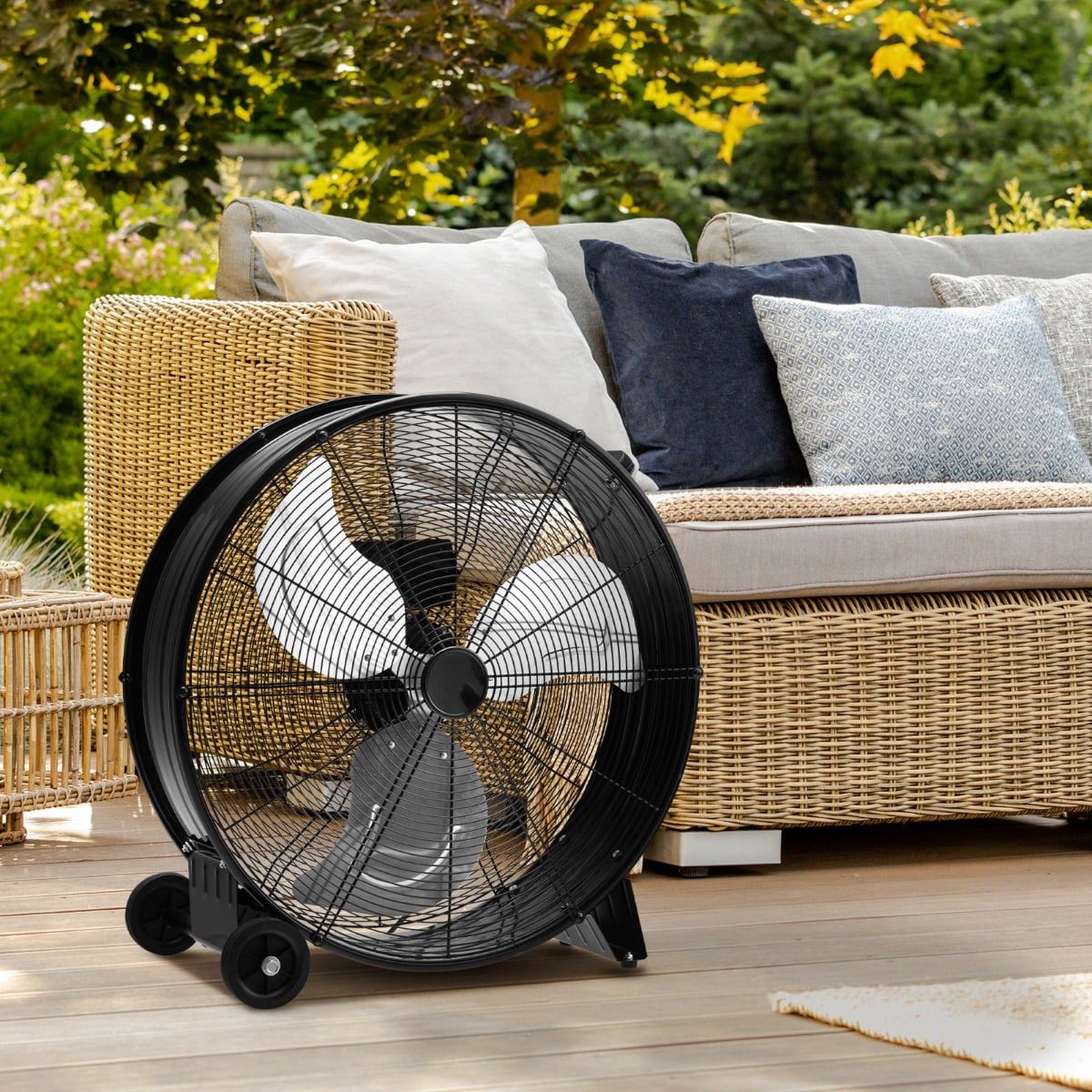 Ventilator Trommelventilator Standventilator Industriell Bodenventilator mit Rollen 3 Stufen Windmaschine für Lager Werkstatt