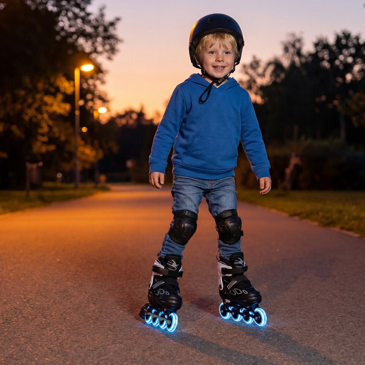 Kinder Rollschuhe 4 Größen Verstellbar Inline Roller Skates mit Leuchtenden Rädern M (EU 32-36)