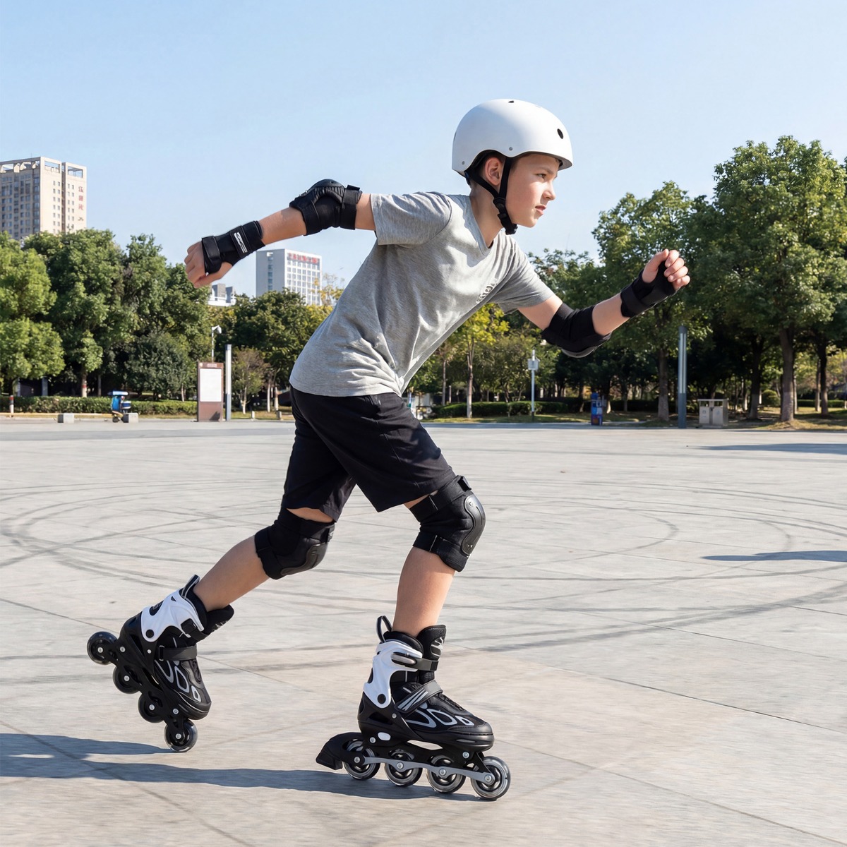 Kinder Rollschuhe 4 Größen Verstellbar Inline Roller Skates mit Leuchtenden Rädern L (EU 37-41)