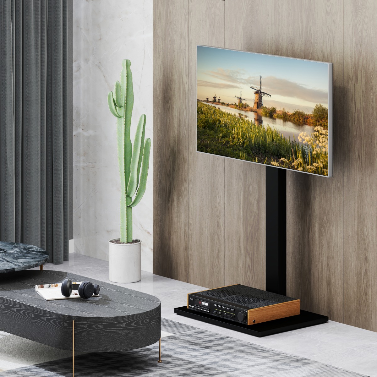 TV Ständer TV Standfuss für 32-70 Zoll Fernseher bis 50 kg Fernsehständer Höhenverstellbar Schwarz