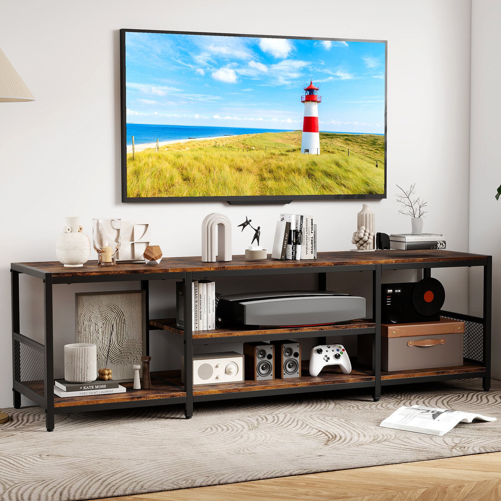 TV Schrank für Fernseher bis zu 65 Zoll Freistehendes Lowboard Industrie Fernsehtisch