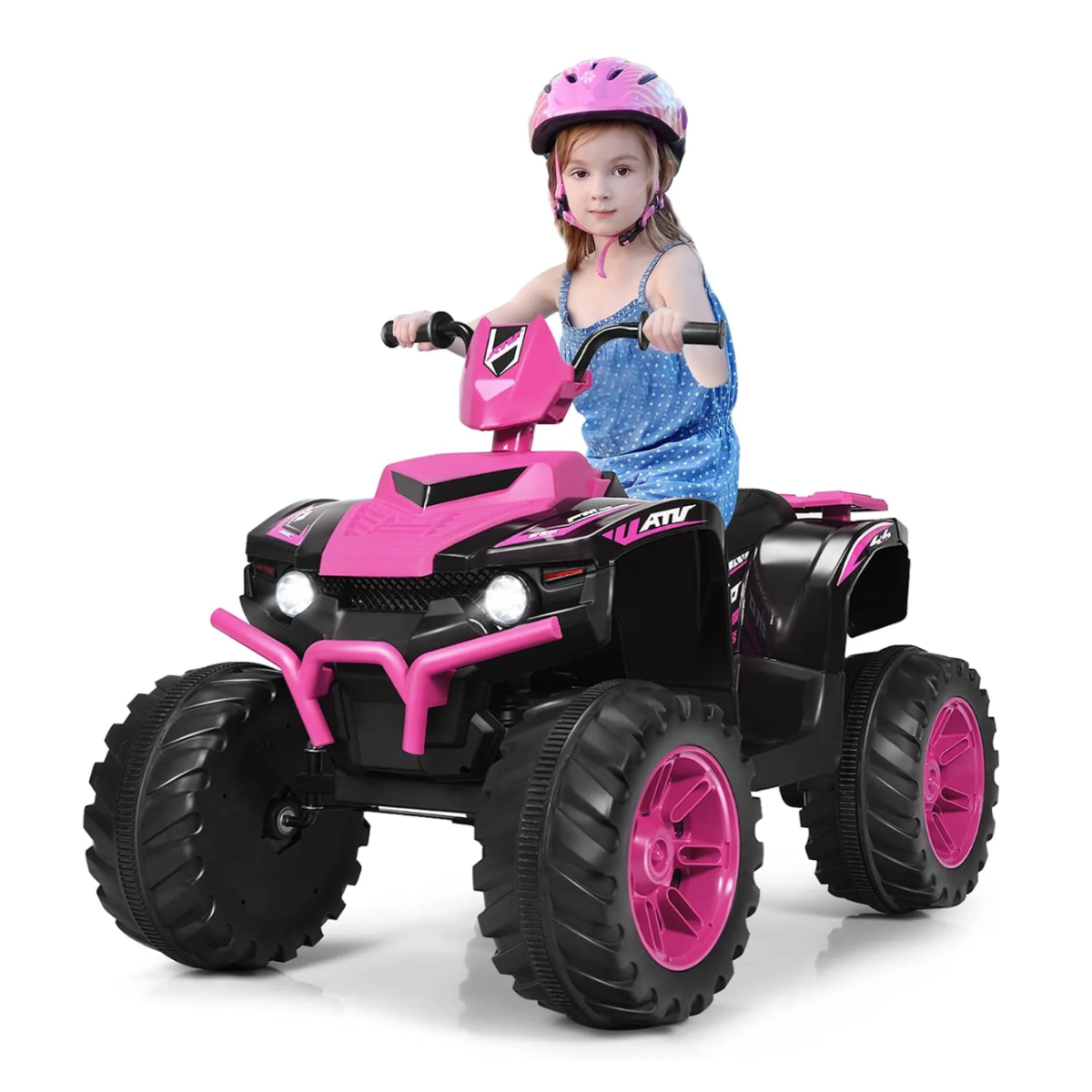 12V Elektro Kinderquad mit Scheinwerfer Mini Elektroquad mit Musik & Hupe Rosa