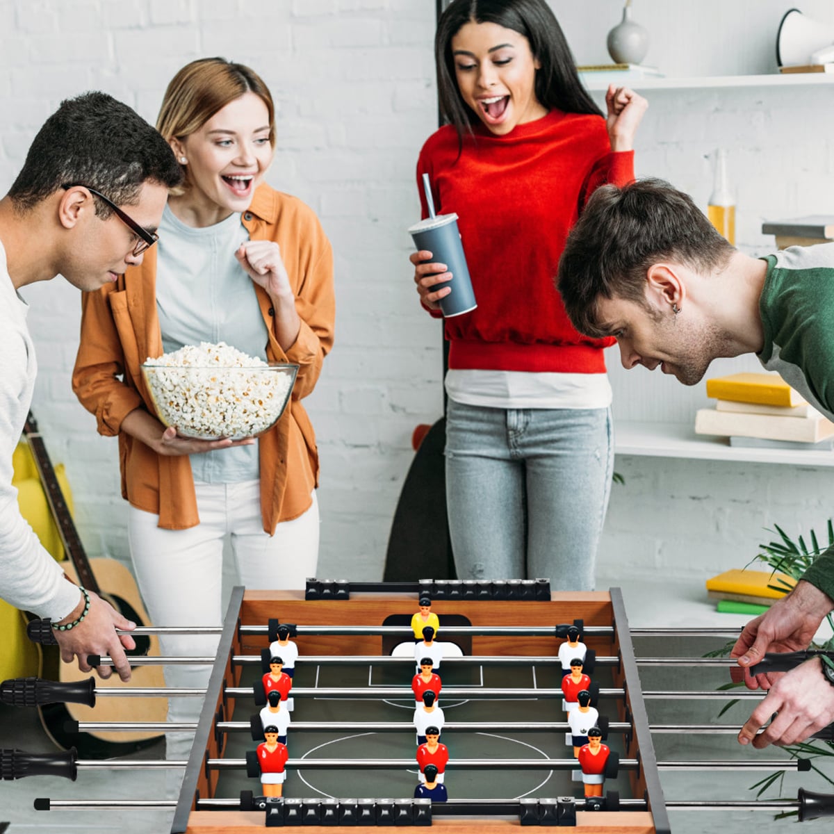 4 in 1 Spieltisch Billardtisch & Tischtennistisch & Air Hockeytisch & Tischkicker 81 x 43 x 30,5 cm