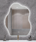 Unregelmäßiger Badspiegel mit LED Beleuchtung & Anti-Beschlag & Memory-Funktion Wandspiegel 70 x 50 cm