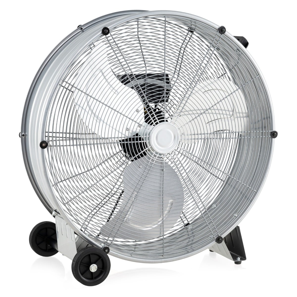 Bodenventilator groß 65cm Windmaschine mit 3 Geschwindigkeitsstufen Silber