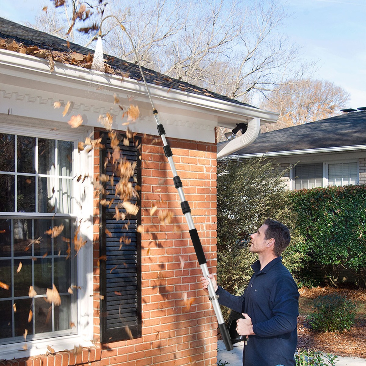 Teleskopstab für Hochdruckreiniger 550 cm Verlängerungsstab Set mit 5 Sprühdüsen Teleskop-Hochdruckreiniger
