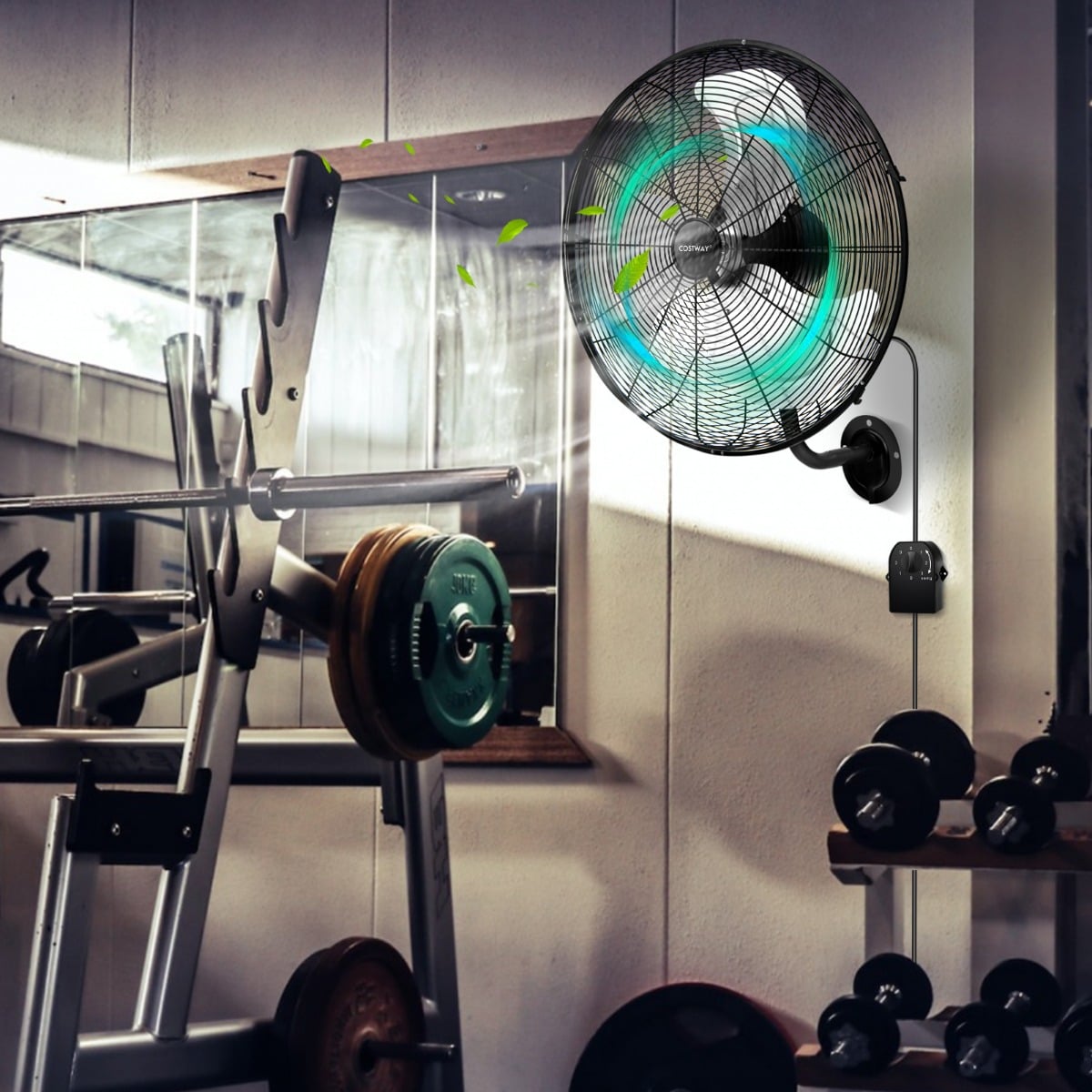 Ø56 cm Wand-Ventilator Oszillierend Ventilator für Lager Treibhaus Werkstatt Terrasse und Keller Schwarz