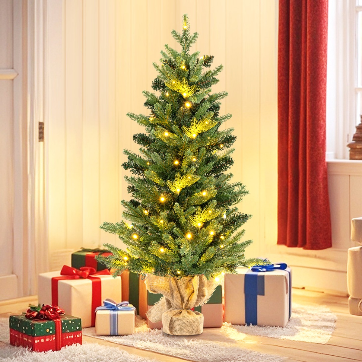 90cm Künstlicher Weihnachtsbaum mit 50 LED-Leuchten&Timer-Funktion Tannenbaum Grün