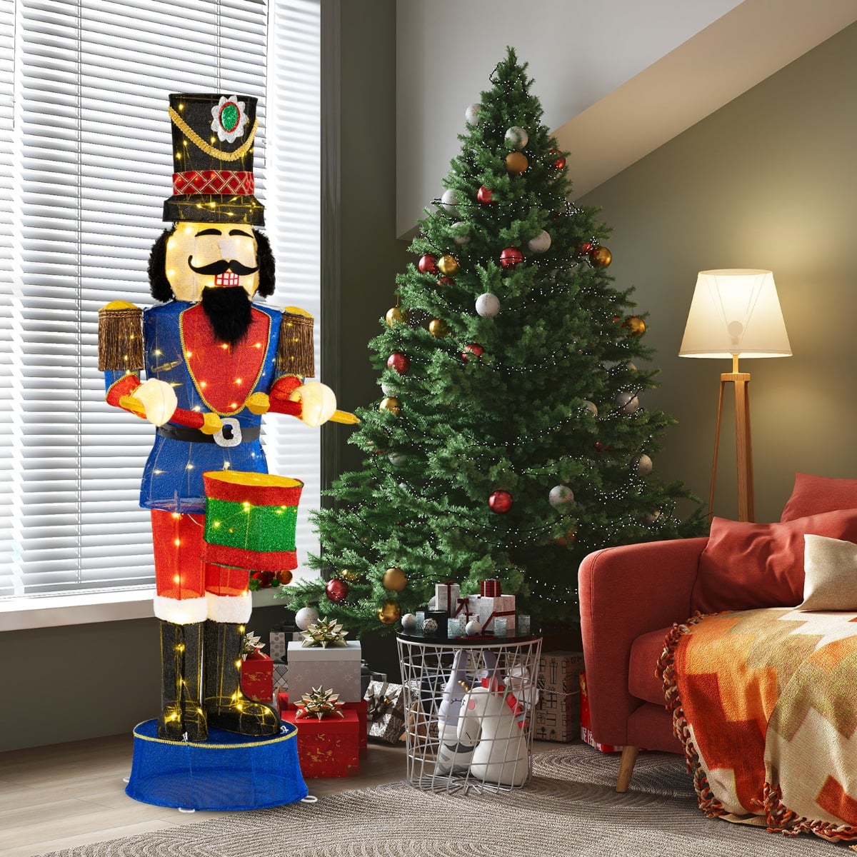 Weihnachten Nussknacker Figur groß beleuchtete Weihnachtsdeko XXL 185 cm