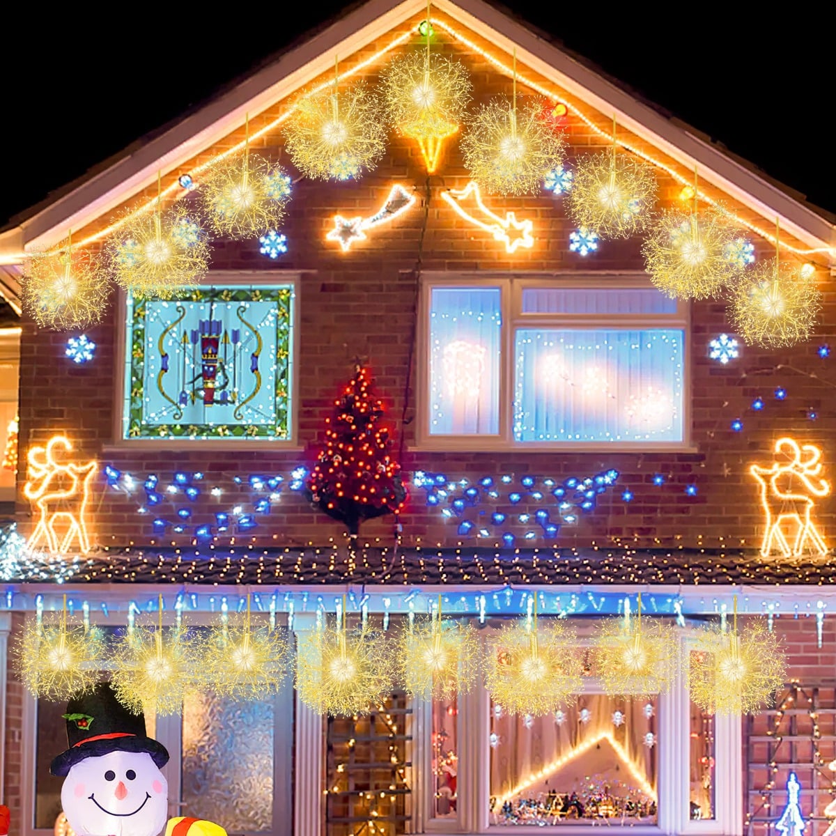 Leuchtkugel Weihnachten 2 Stück LED Kugeln Zum Hinhängen Weihnachtsbeleuchtung für außen und innen Gold