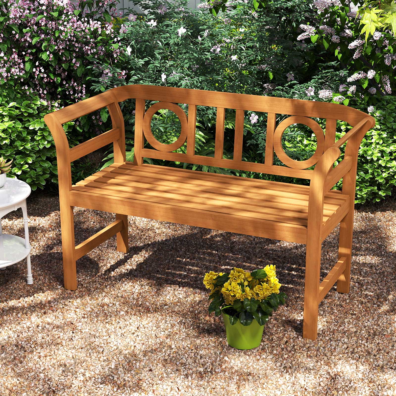 Wetterfeste Holzbank bis 360 kg Belastbar 2-Sitzer Friesenbank aus Akazienholz Sitzbank O-Form