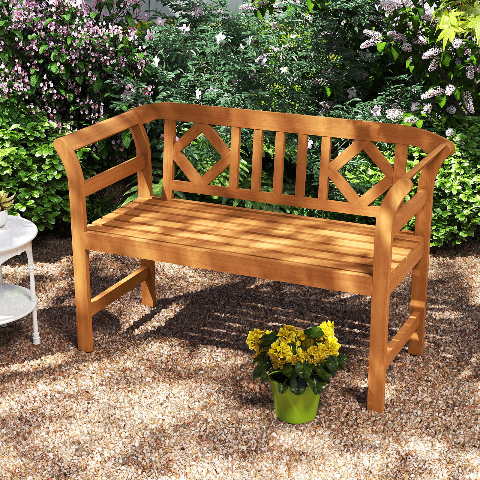 Wetterfeste Holzbank bis 360 kg Belastbar 2-Sitzer Friesenbank aus Akazienholz Sitzbank Rhombus