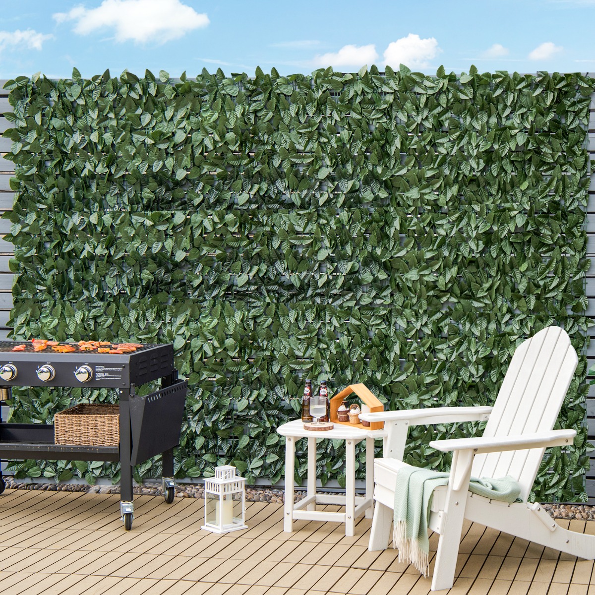 300 x 100 cm Künstliches Pflanzenwand Efeublättern Sichtschutz Heckenpflanze Windschutz