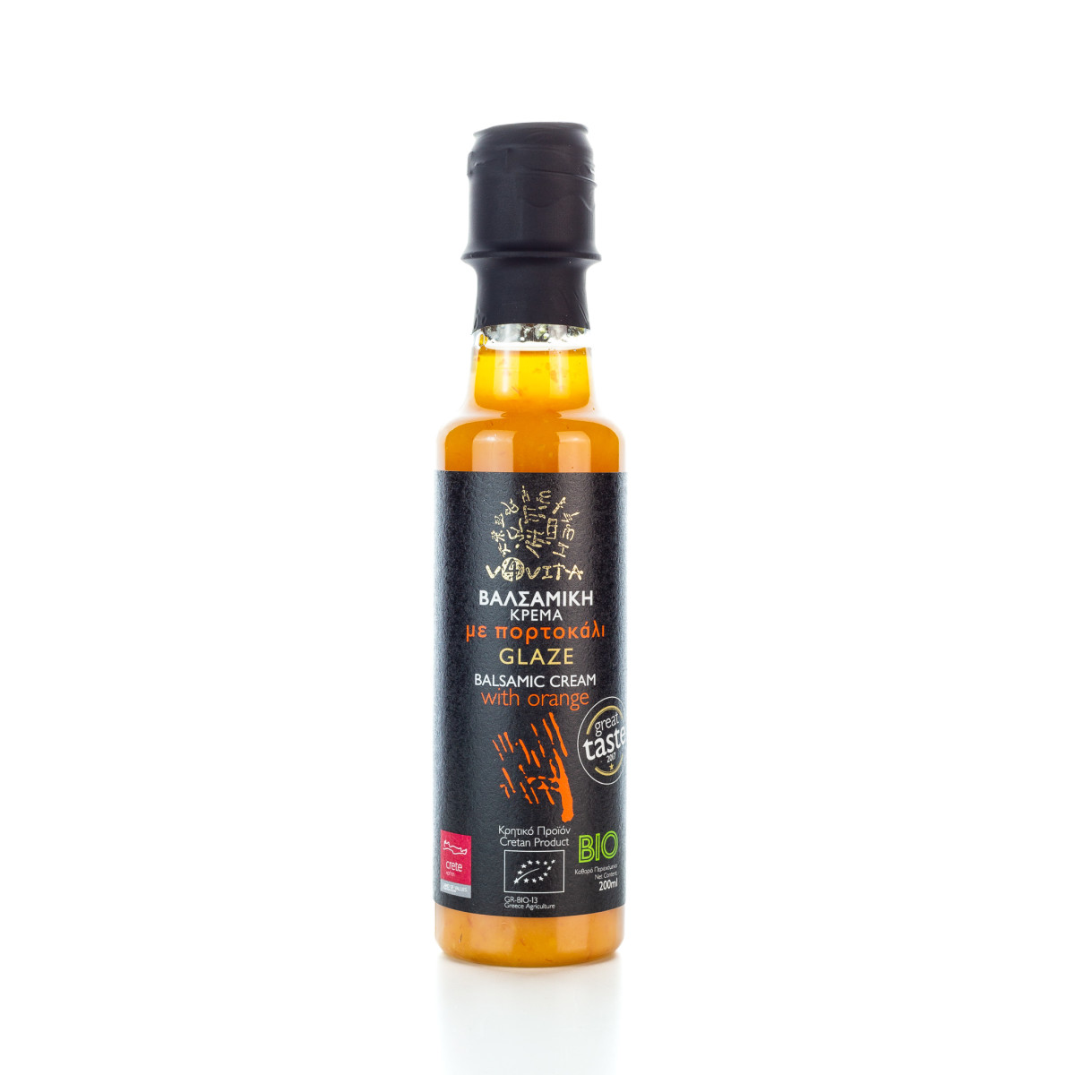 BIO Balsamico-Creme Glasur mit Orange (200ml) von der Insel Kreta...