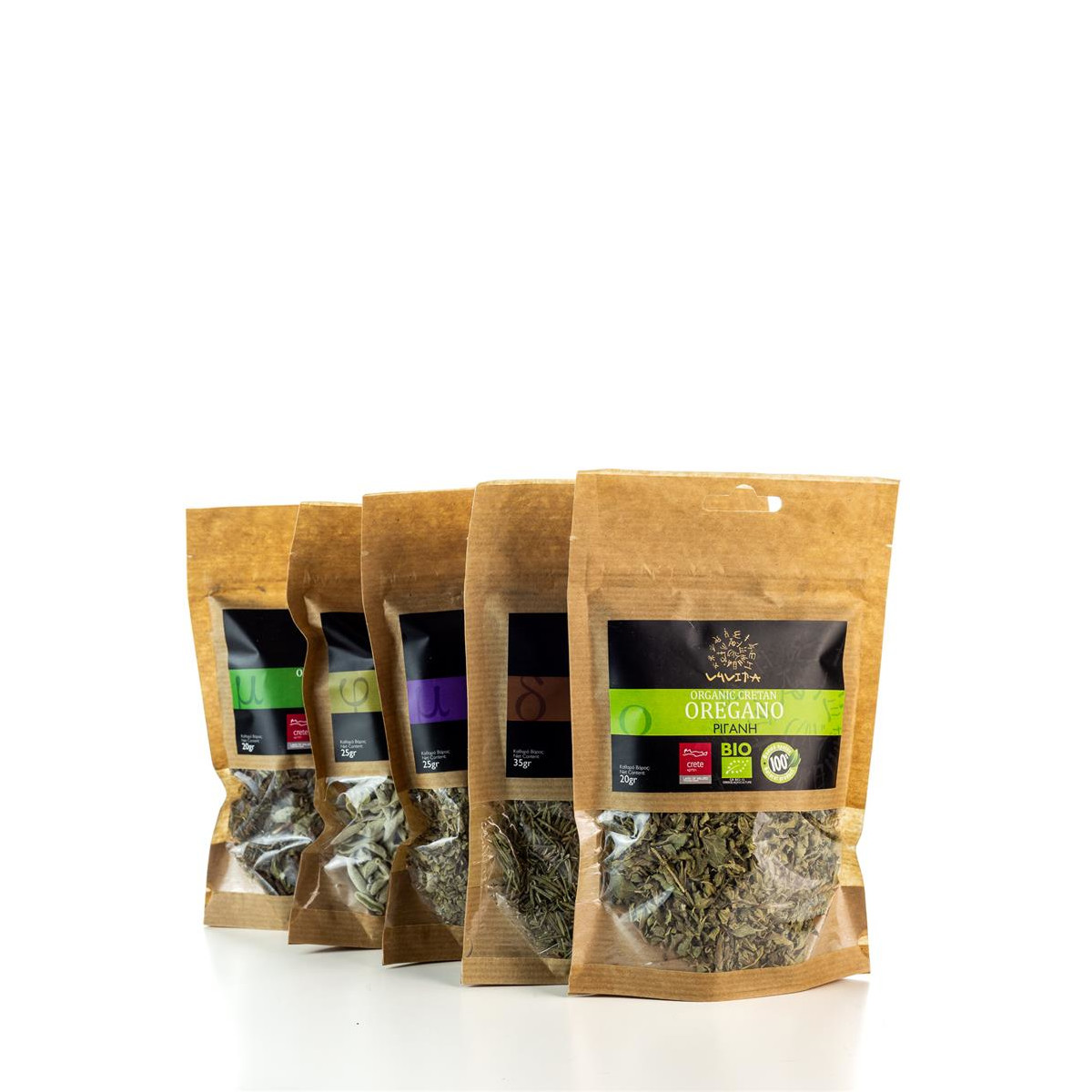 BIO Kräuter im Set, 5 Beutel (125g) von der Insel Kreta von v4vita