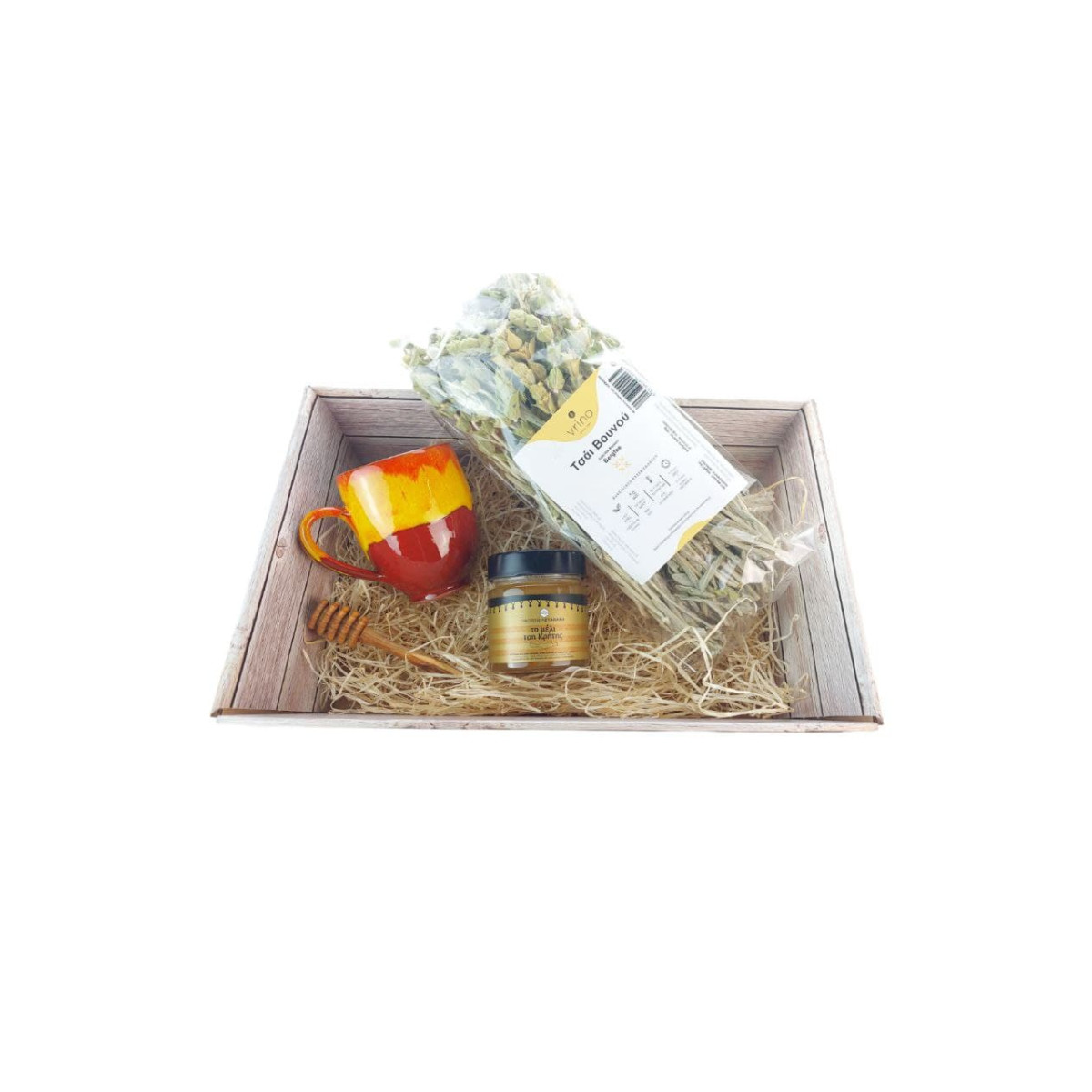 Honig & Tee Geschenkkorb + Keramik Tasse Rot