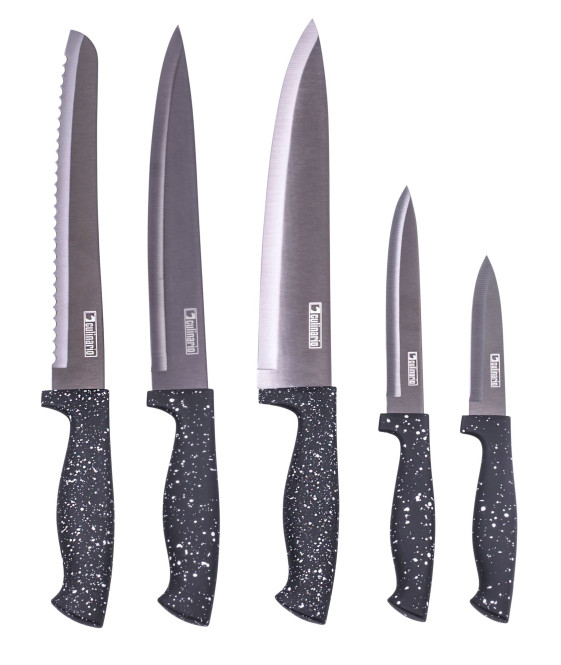 culinario 5-tlg Granito Dunkel Küchenmesser Set, Titanium-beschichtet