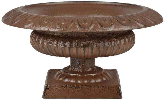 2 Stück Esschert Design Französische Vase, 20 x 20 x 10 cm, aus Gusseisen, niedrig, Größe S, Blumenvase, Pflanzenvase, stabiler Stand, Gartendeko