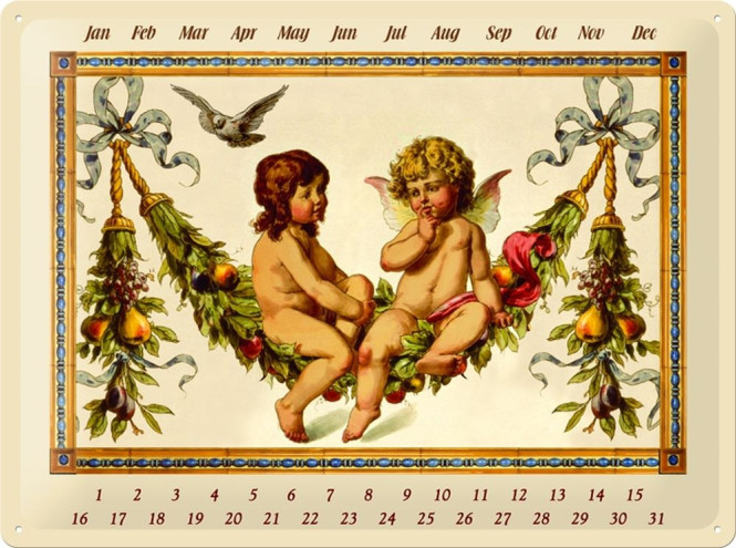Nostalgic-Art Blechschild 30 x 40 cm, Sammlerschild Motiv Pfunds Engel Kalender