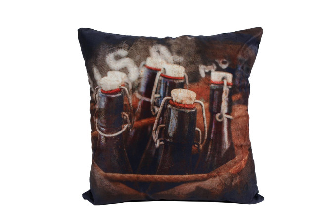 Rivanto® Zierkissen Stoffkissen Bier Geschenk für Bierliebhaber 40x40x15 cm