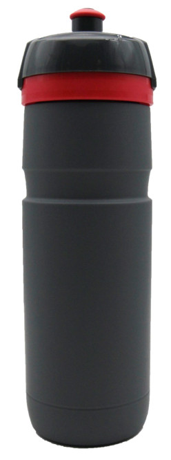 Steuber Sport- & Fahrradtrinkflasche 700 ml grau/rot, ideal für Mannschaftssport, Fitness Studio und Rennrad/Fahrradfahren