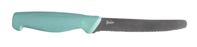 Steuber Tomatenmesser 23cm mit Wellenschliff, Obst und Gemüsemesser, scharfes Küchenmesser mit ergonomischem Griff, grün