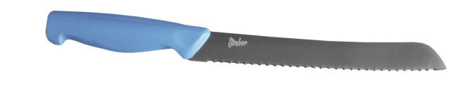 Steuber Brotmesser mit Wellenschliff, 32 cm, scharfe Klinge für harte Krusten, Küchenmesser mit ergonomischen Griff, blau