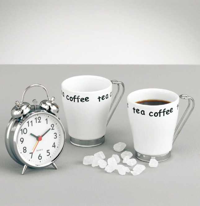 Zeller Geschenk-Set Coffee , 3 teilig bestehend aus 2x Tassen und 1x Wecker-Uhr