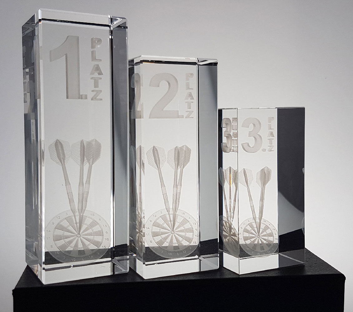 Dart Pokal 3er Set - Platz 1 bis 3 im Set