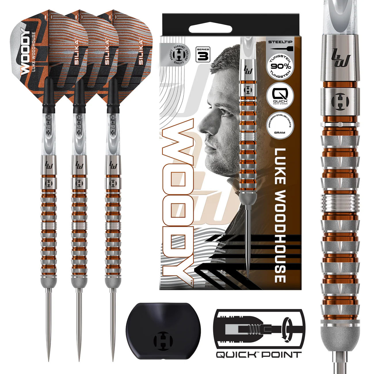 HARROWS Luke Woodhouse Series 3 QUICK Point 90% Steeldarts 23g