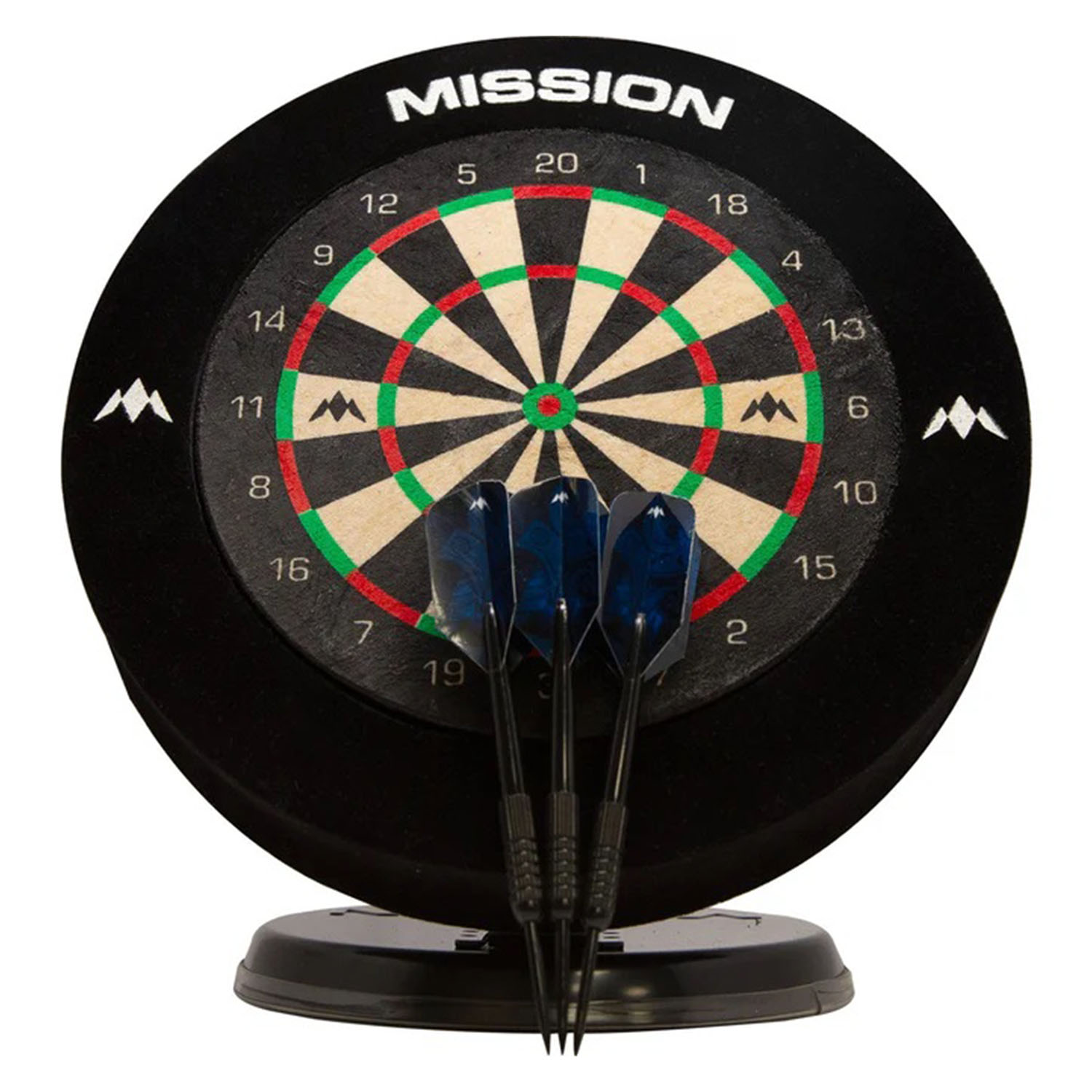 Mission Samurai Mini Sisal Dartboard Set mit Surround und 2 Satz Mini Steeldarts