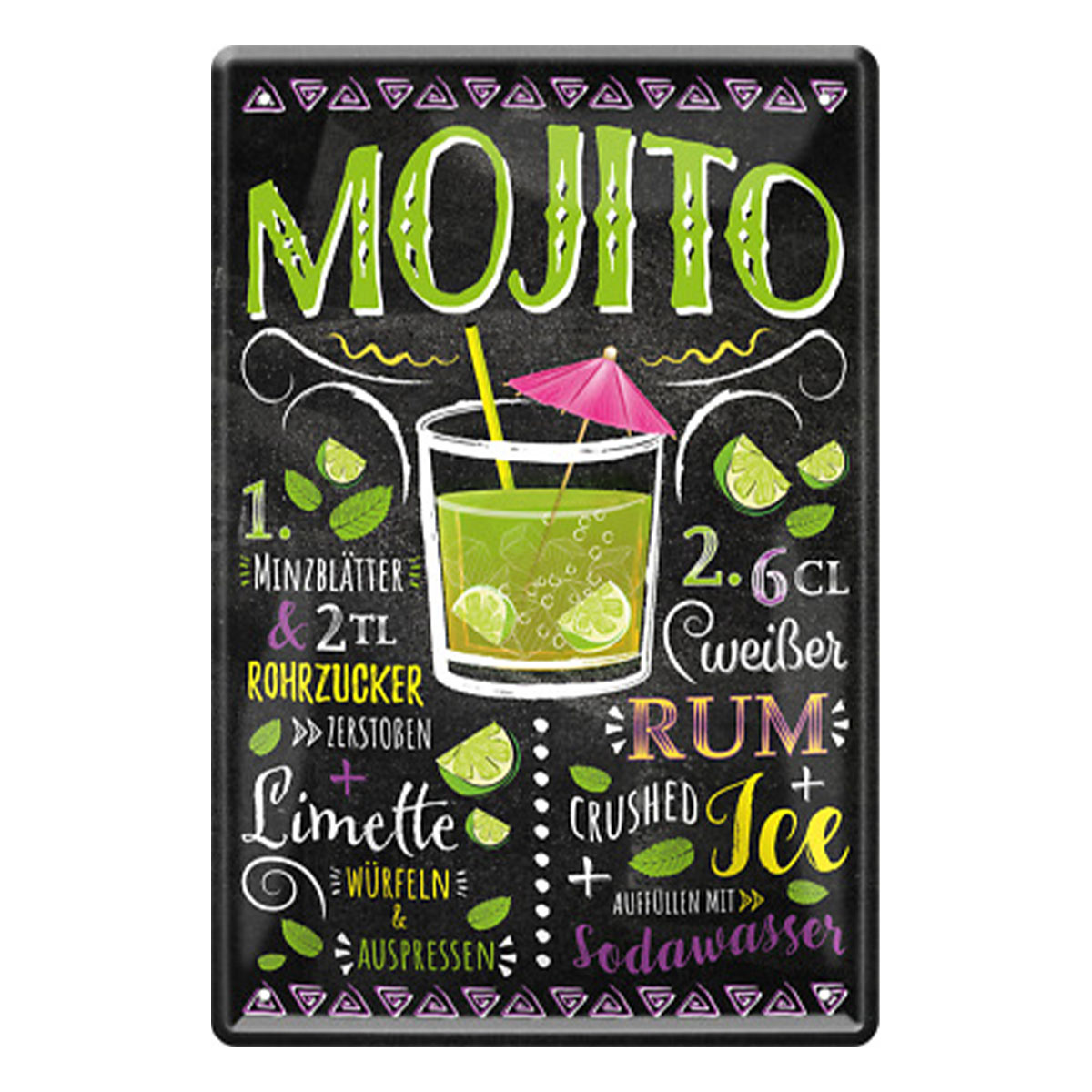 Deko Blechschild 20x30cm ? Mojito Cocktail ? Alkohol