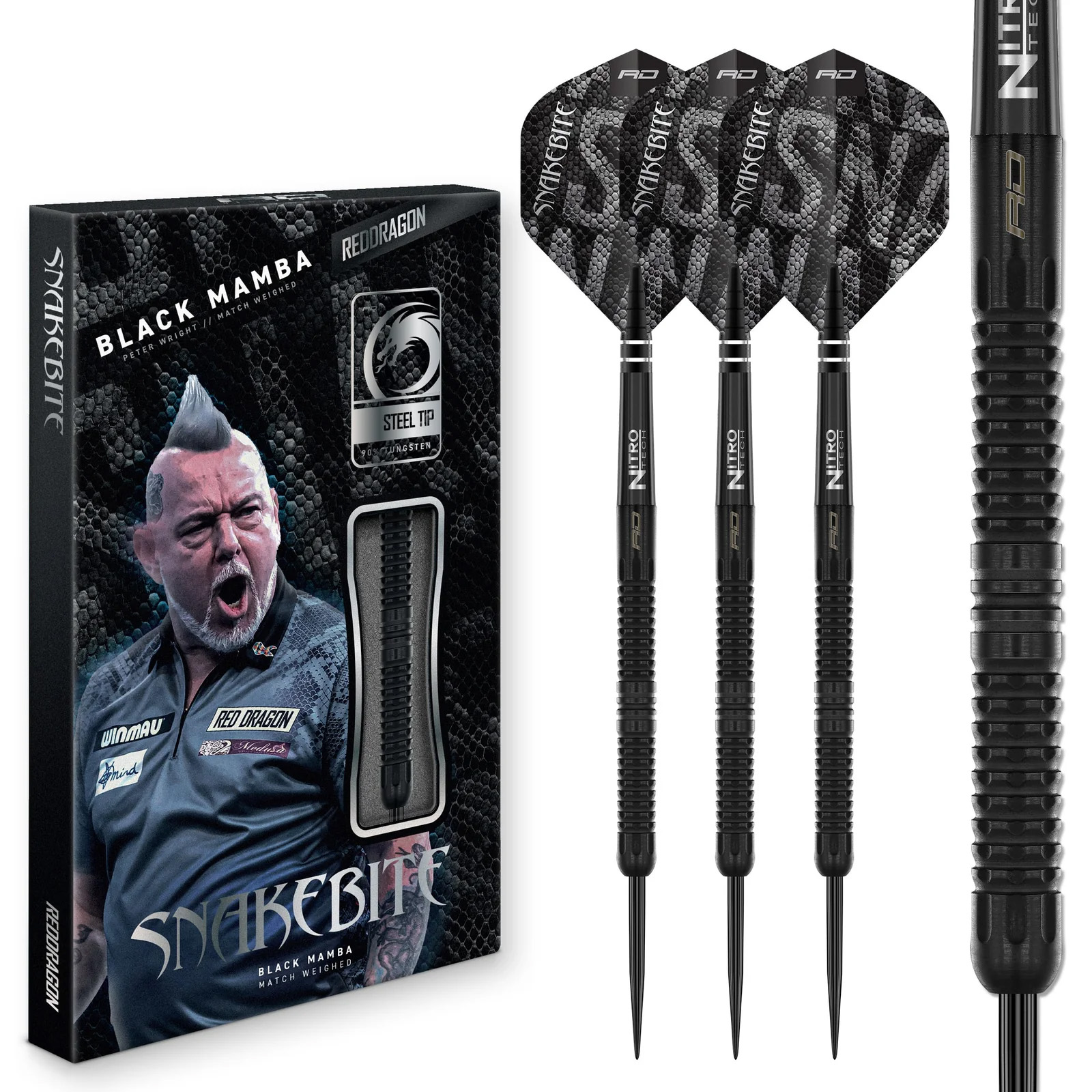Red Dragon Peter Wright Black Mamba Steeldarts 90% 24g