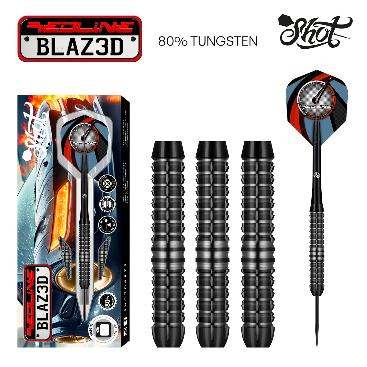 Shot Redline Blazed 80% Steeldarts - BLAZ3D 22g