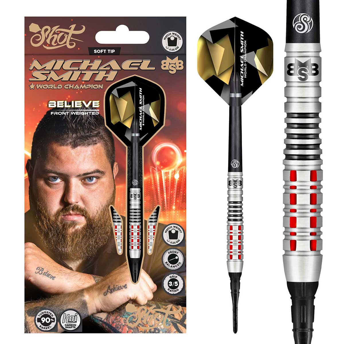 Shot Michael Smith 90% Believe Softdarts 20g 20g