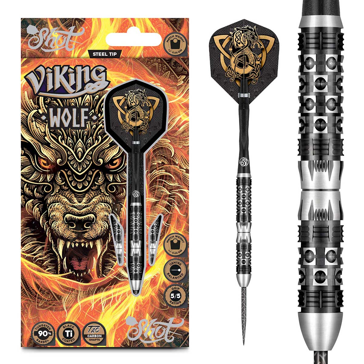 Shot Viking Wolf Darts Steeldarts 90% Tungsten 23g